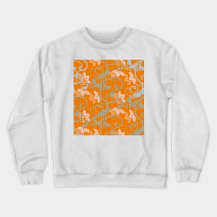 Electric Orange Scroll Tapestry Crewneck Sweatshirt